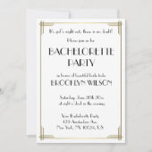 Gatsby White Art Deco Bachelorette Party nodigt ui Kaart (Voorkant)