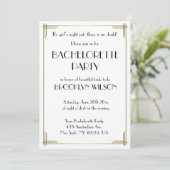 Gatsby White Art Deco Bachelorette Party nodigt ui Kaart (Staand voorkant)