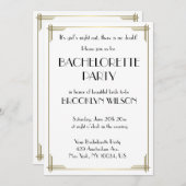 Gatsby White Art Deco Bachelorette Party nodigt ui Kaart (Voorkant / Achterkant)