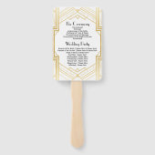 Gatsby White Art Deco Trouwprogramma Hand Fan Handwaaier (Achterkant)