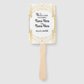 Gatsby White Art Deco Trouwprogramma Hand Fan Handwaaier (Voorkant)