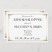 Gatsby White Art Deco Wedding Rehearsal Invites Kaart (Voorkant / Achterkant)