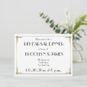 Gatsby White Art Deco Wedding Rehearsal Invites Kaart (Staand voorkant)