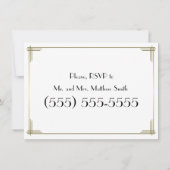 Gatsby White Art Deco Wedding Rehearsal Invites Kaart (Achterkant)