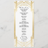 Gatsby White & Gold Art Deco 1920s Wedding Program Programmakaart (Achterkant)