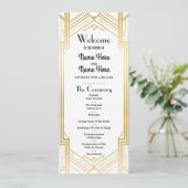 Gatsby White & Gold Art Deco 1920s Wedding Program Programmakaart (Staand voorkant)
