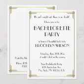 Gatsby Witte Art Deco Bachelorette Uitnodiging (Voorkant / Achterkant)