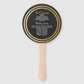 Gatsby Zwart Art Deco Trouwprogramma Hand Fan Handwaaier (Achterkant)