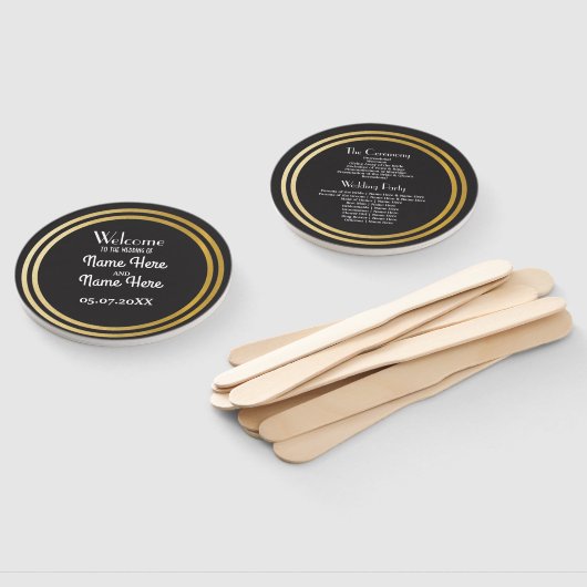 Gatsby Zwart Art Deco Trouwprogramma Hand Fan Handwaaier (Niet-gemonteerd)