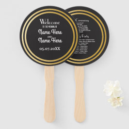Gatsby Zwart Art Deco Trouwprogramma Hand Fan Handwaaier