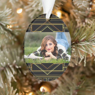 Gatsby zwart en goud geometrisch patroon art deco ornament