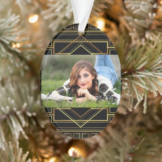 Gatsby zwart en goud geometrisch patroon art deco ornament (Boom)