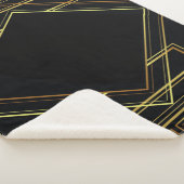 Gatsby zwart en goud geometrisch patroon art deco sherpa deken (3/4)