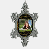 Gatsby zwart en goud geometrisch patroon art deco tin sneeuwvlok ornament (Links)