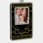 Gatsby zwart en goud geometrisch patroon art deco verzilverd omlijst ornament (Rechts)