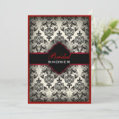 Gatsby zwart wit damask parijs vrijgezellenfeest kaart (Staand voorkant)