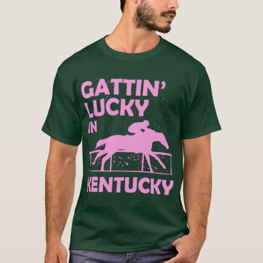 Gattin Lucky in Kentucky Horse Racing Schattigee P T-shirt (Voorkant)