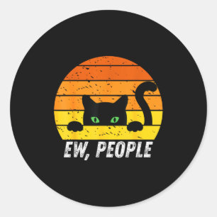 Gatver Mensen Retro Kat Grappig Introvert Antieke Ronde Sticker