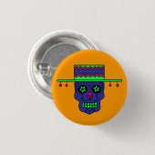 Gaucho Suiker Schedel Ronde Button 3,2 Cm (Voorkant /achterkant)