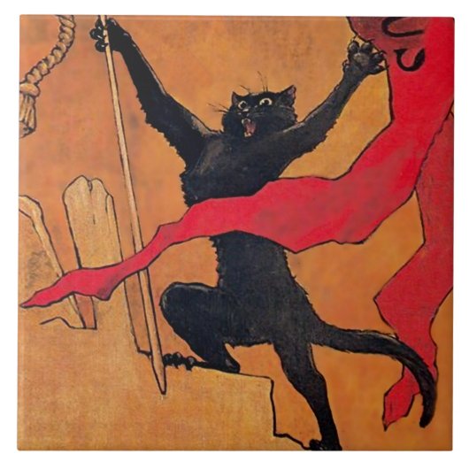 "Gaudeamus Cat" door Theophile Steinlen Tegeltje (Voorkant)