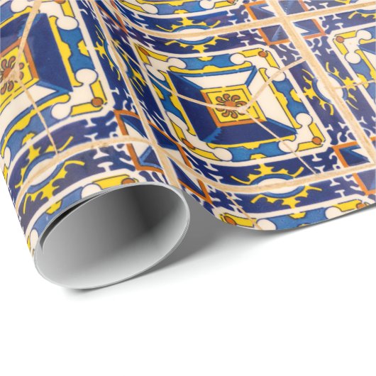 Gaudí Blue Ceramic Tile Wrapping Paper Cadeaupapier (Rol Hoek)