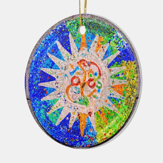Gaudi Detail Blue Keramisch Ornament (Links)