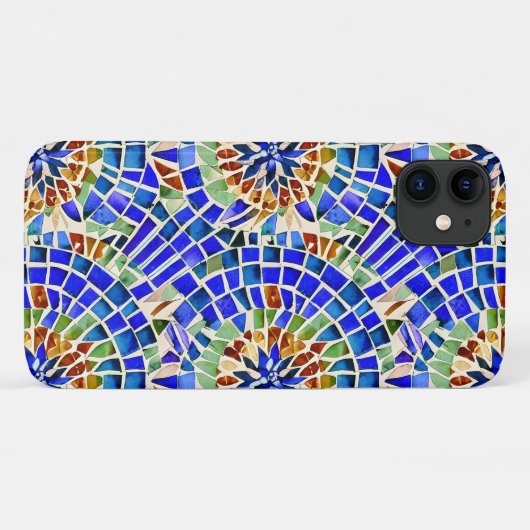 Gaudi geïnspireerd blauw ronde vormen mozaïek patr Case-Mate iPhone case (Achterkant (horizontaal))