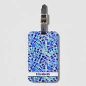 Gaudi geïnspireerd Blue Wave mozaïek patroon Bagagelabel (Voorkant (verticaal))