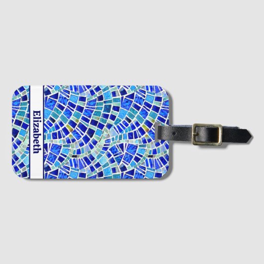 Gaudi geïnspireerd Blue Wave mozaïek patroon Bagagelabel (Voorkant (horizontaal))