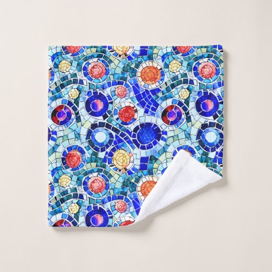 Gaudi geïnspireerd multicolor mozaïek patroon bad handdoek (Wasdoekje)