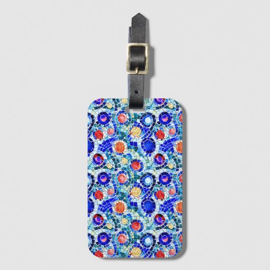 Gaudi geïnspireerd multicolor mozaïek patroon bagagelabel (Voorkant (verticaal))