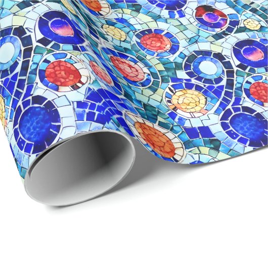 Gaudi geïnspireerd multicolor mozaïek patroon cadeaupapier (Rol Hoek)