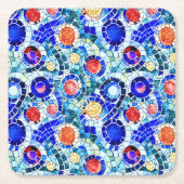 Gaudi geïnspireerd multicolor mozaïek patroon kartonnen onderzetters (Voorkant)