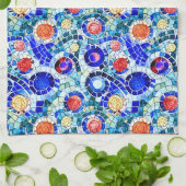 Gaudi geïnspireerd multicolor mozaïek patroon theedoek (Gevouwen)