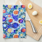 Gaudi geïnspireerd multicolor mozaïek patroon theedoek (Quarter Fold)