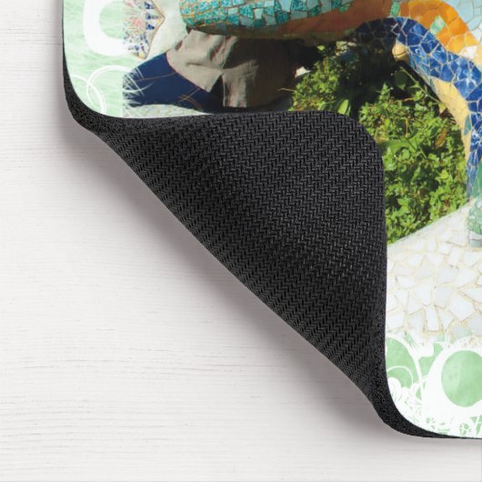 Gaudi Lizard - groene bloemen mousepad Muismat (Hoek)