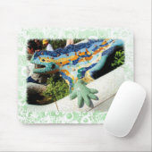 Gaudi Lizard - groene bloemen mousepad Muismat (Met muis)