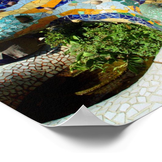 Gaudi Lizard Hand & Green Flowers poster (Hoek)