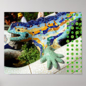 Gaudi Lizard Hand & Green Flowers poster (Voorkant)