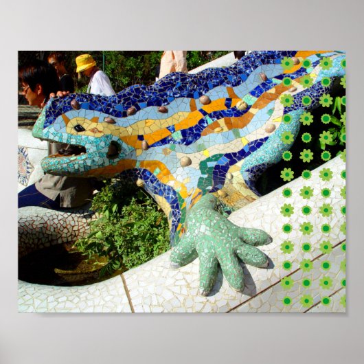 Gaudi Lizard Hand & Green Flowers poster (Voorkant)
