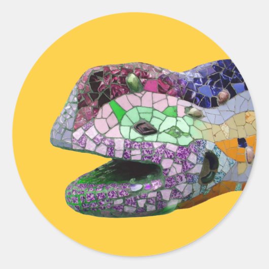 Gaudi Lizard Head Mozaïeken Ronde Sticker (Voorkant)
