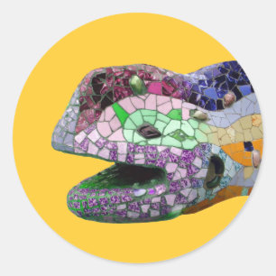 Gaudi Lizard Head Mozaïeken Ronde Sticker