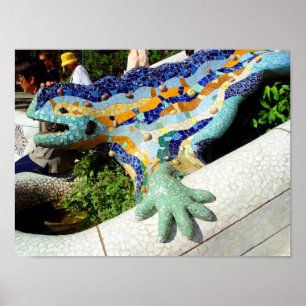 Gaudi Lizard Mosaics Poster