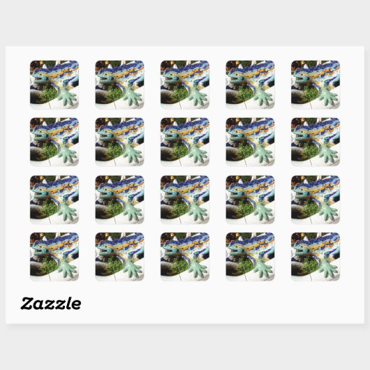 Gaudi Lizard Mosaics Vierkante Sticker (Vel)