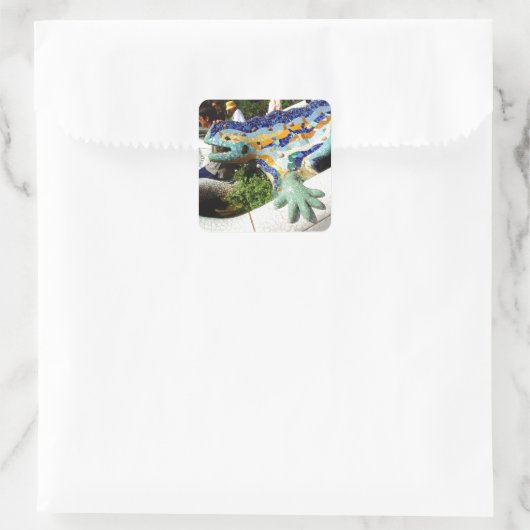 Gaudi Lizard Mosaics Vierkante Sticker (Tas)