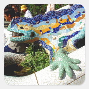 Gaudi Lizard Mosaics Vierkante Sticker
