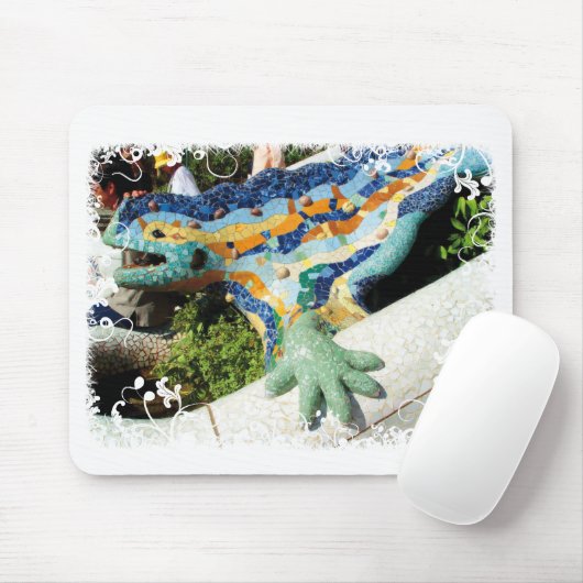 Gaudi Lizard - witte mousepad Muismat (Met muis)