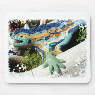 Gaudi Lizard - witte mousepad Muismat
