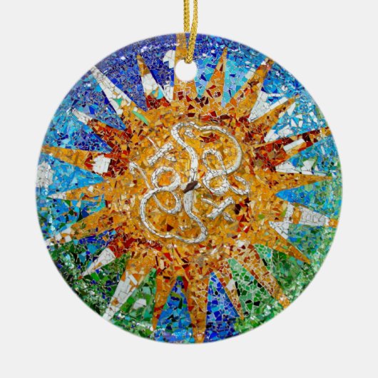 Gaudi Sunburst Mosaic Keramisch Ornament (Voorkant)