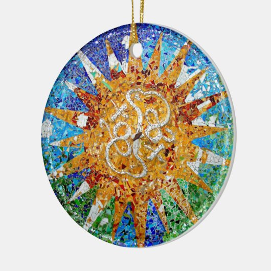 Gaudi Sunburst Mosaic Keramisch Ornament (Links)